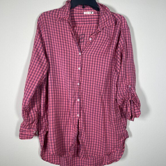 Sundry Women's Plaid Pink Lost Without You Button-Up Shirt 2 (L/XL) - Picture 1 of 5